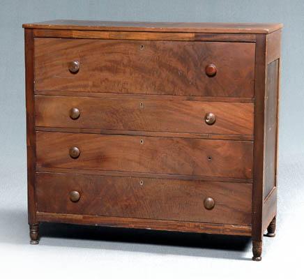 Appraisal: Virginia Federal four drawer chest figured walnut and poplar with