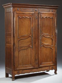 Appraisal: French Provincial Louis XV Style Carved Oak Armoir French Provincial