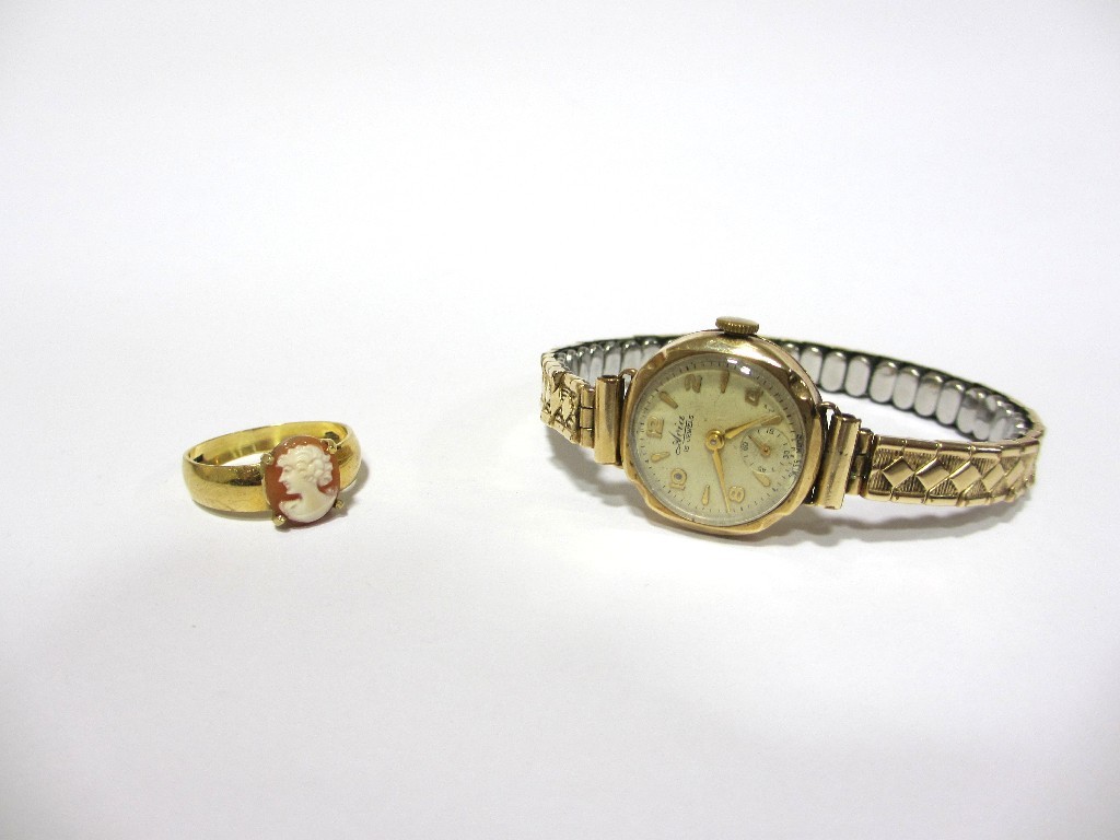 Appraisal: A Lady's Avia ct gold wrist watch with metal bracelet