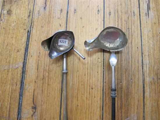 Appraisal: TWO GEORGIAN TODDY LADELS AND STERLING SILVER LADEL SCOOP FAULTS