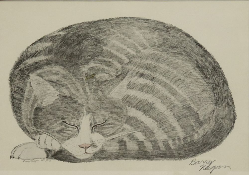 Appraisal: Barry Kagan Pencil Signed And Numbered Print Sleeping Cat Numbered