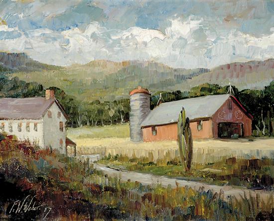 Appraisal: Fred W Weber Pennsylvania b BARN IN LANDSCAPEoil on board