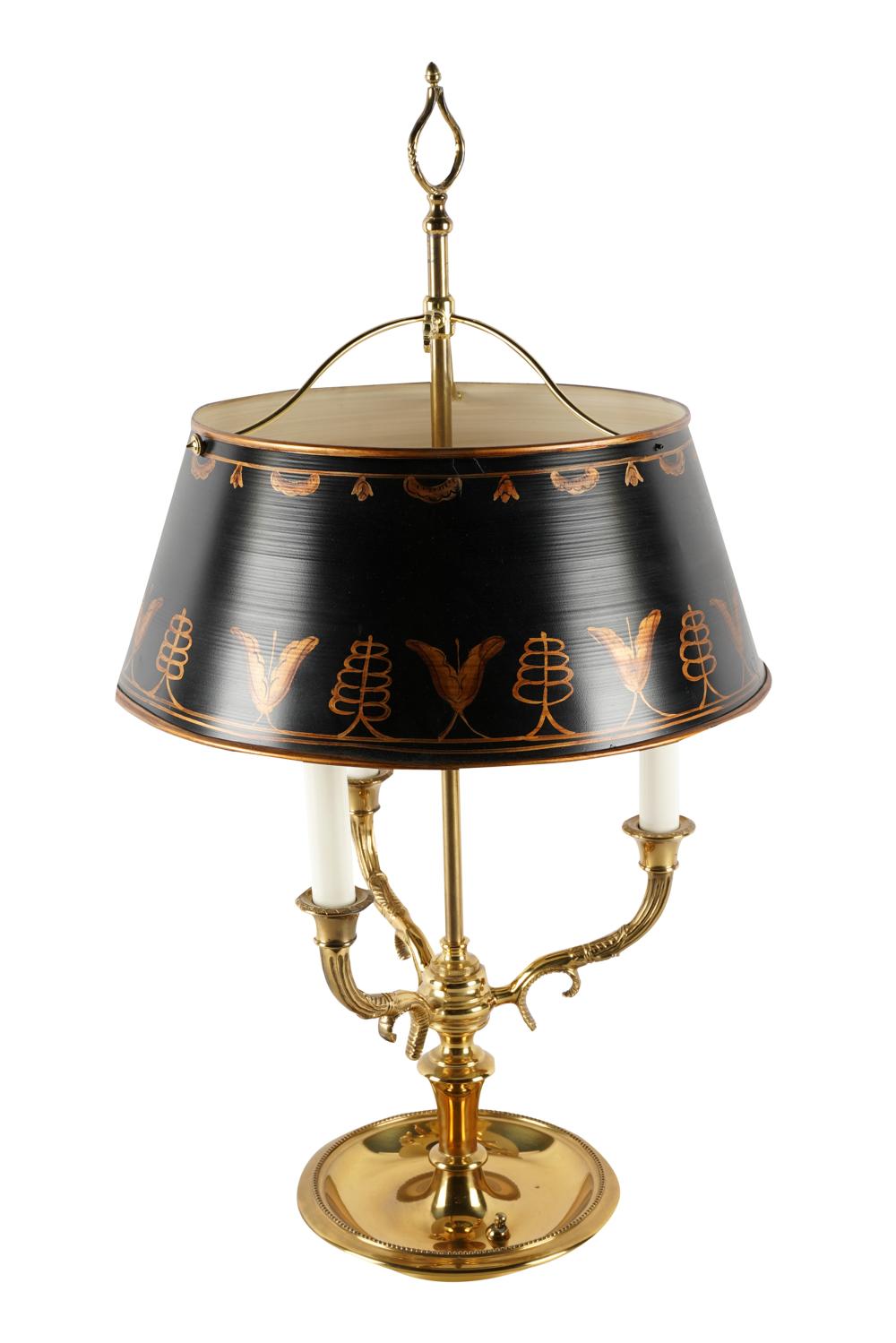 Appraisal: BRASS BOUILLOTTE LAMPcontemporary Condition with scratches to exterior of tole