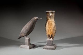 Appraisal: Owl and Crow Elmer A Nelson - Ludington MIc owl