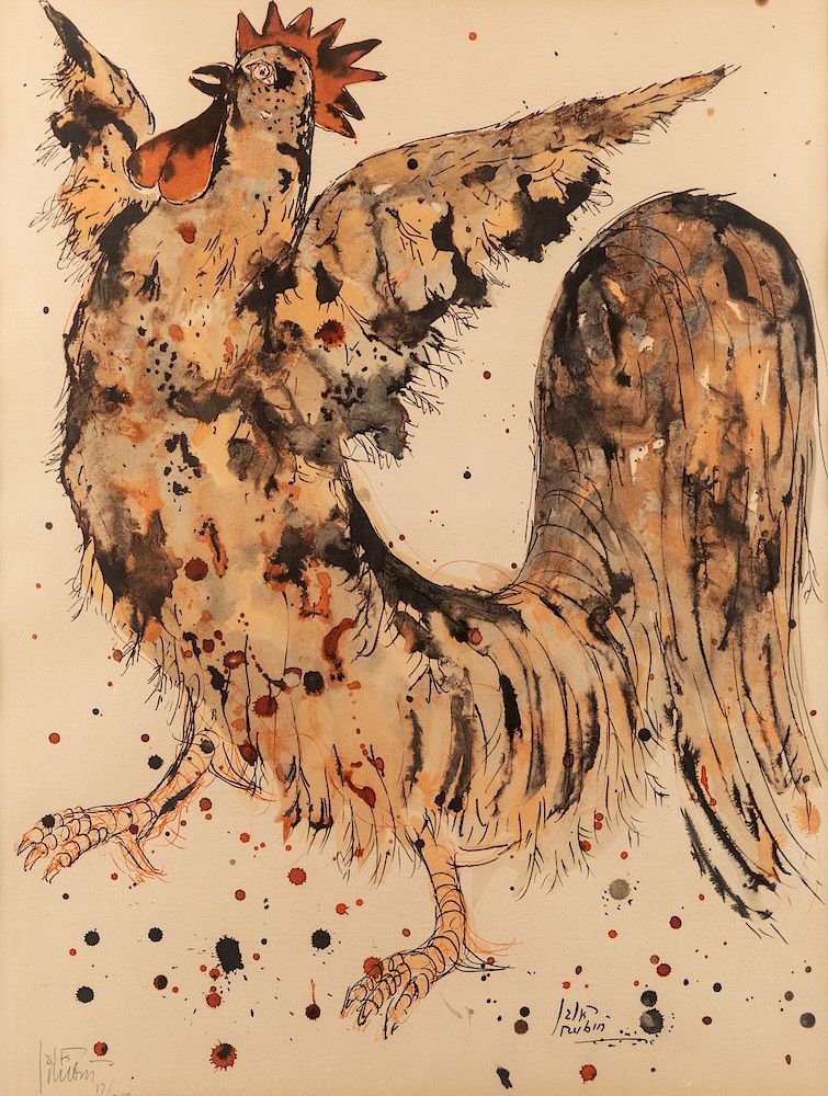 Appraisal: REUVEN RUBIN ISRAELI - REUVEN RUBIN ISRAELI - Rooster lithograph