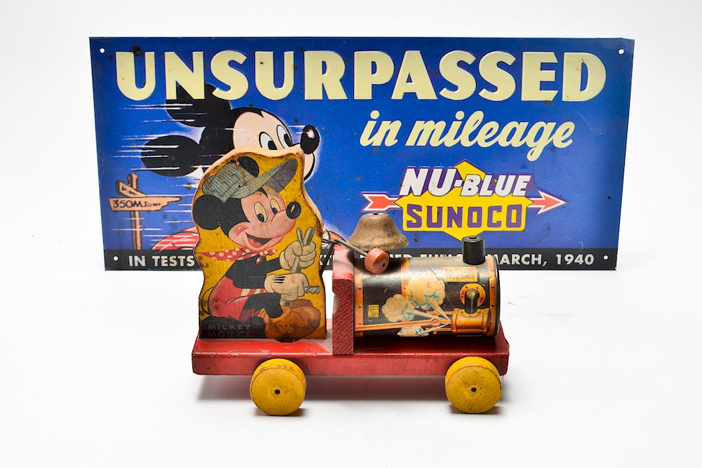 Appraisal: Mickey Mouse Choo Choo Sunoco Sign Mickey Mouse vintage memorabilia