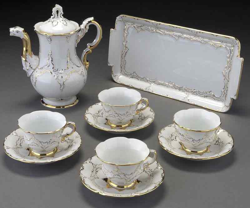 Appraisal: Pc Meissen gilt porcelain coffee serviceincluding coffee pot tray teacups