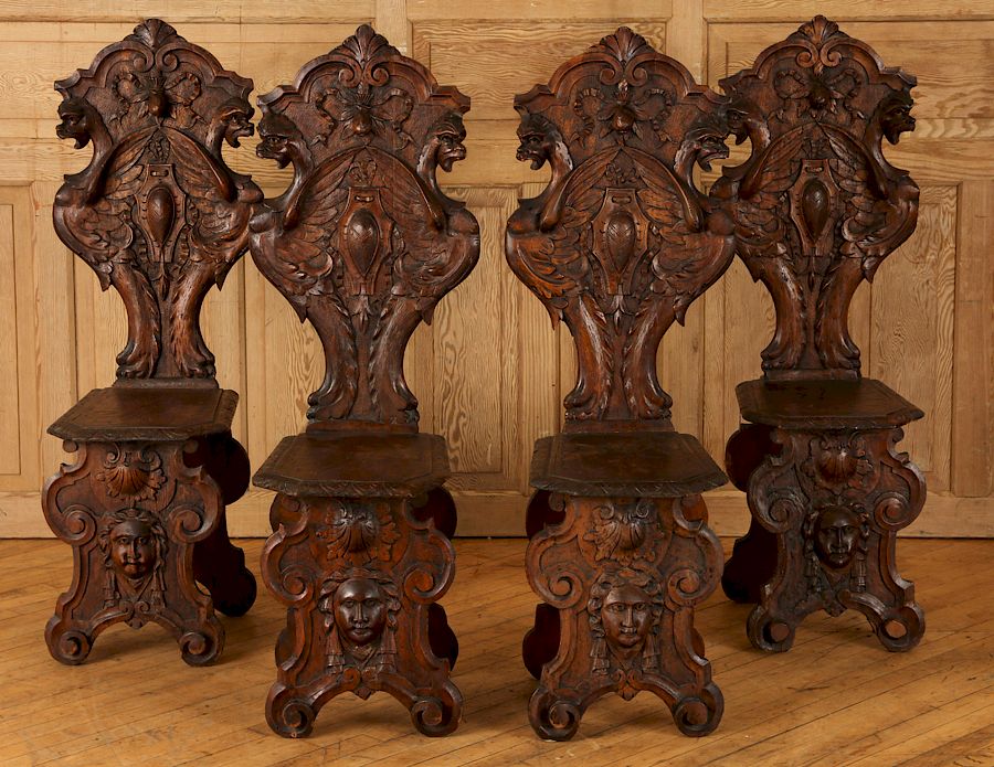 Appraisal: SET TH C RENAISSANCE REVIVAL WALNUT CHAIRS A set of