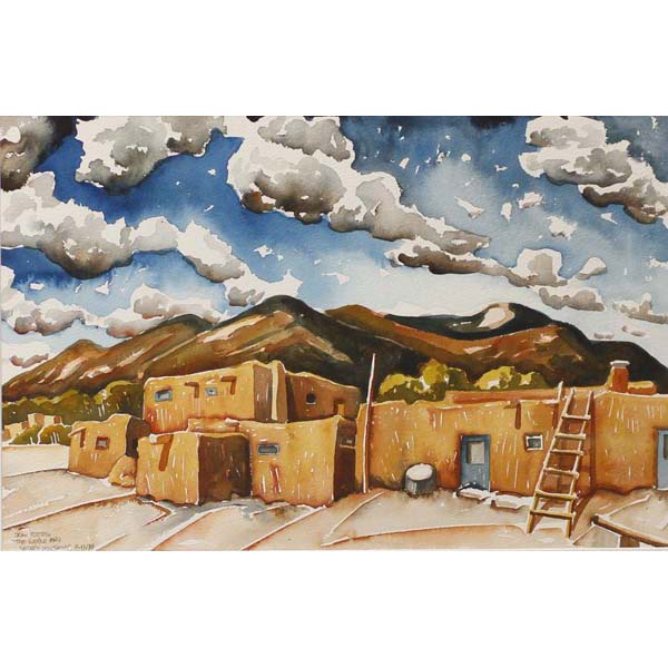 Appraisal: Dean Porter American b Taos Pueblo and Sacred MountainsWatercolor on