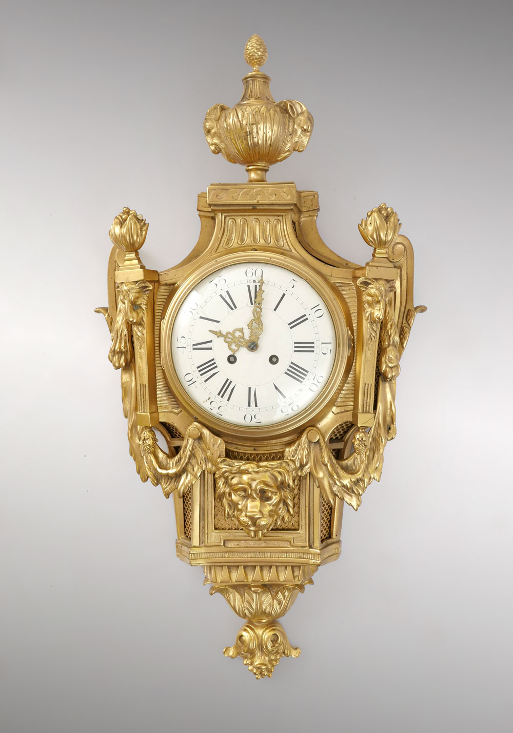 Appraisal: GILT BRONZE CARTEL CLOCK Gilt Cartel clock having a surmounting