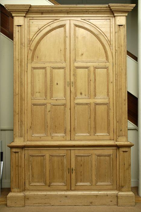 Appraisal: Georgian-Style Pinewood Two-Part Cupboard ft in x in x in