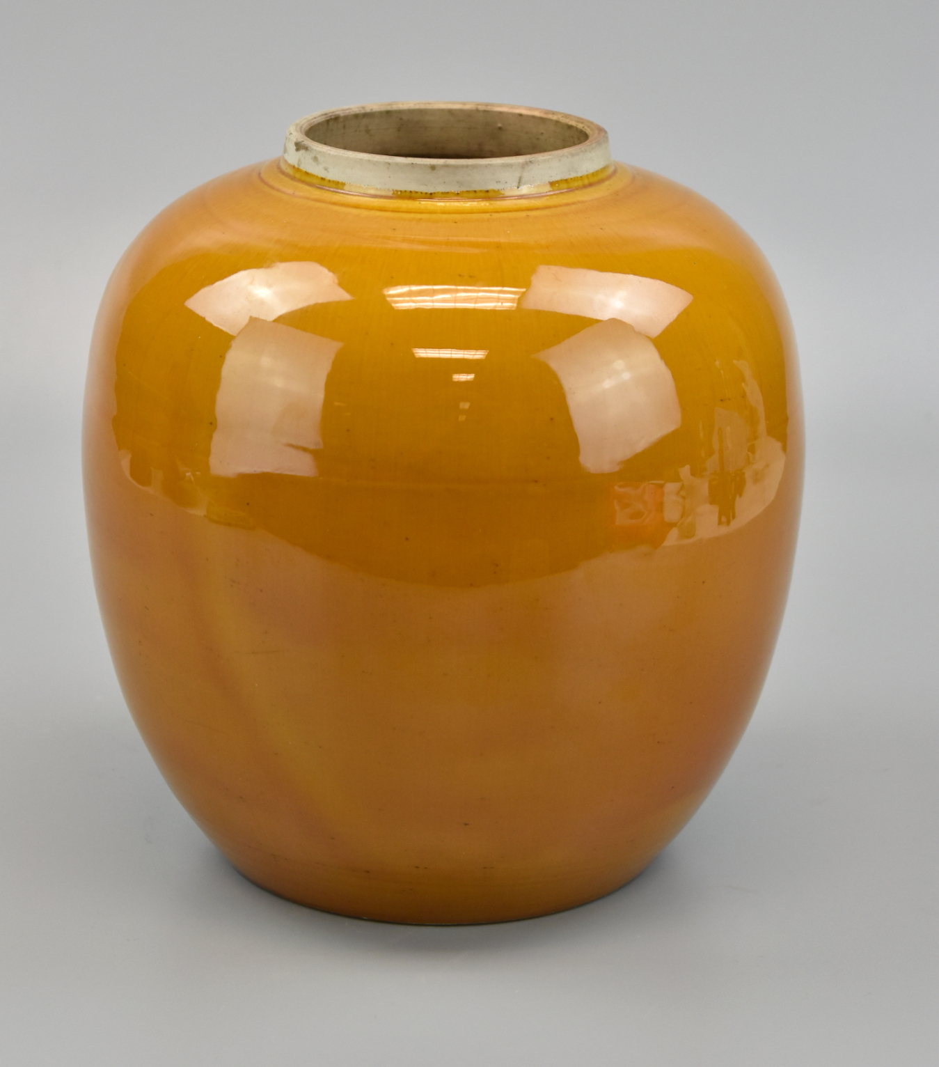 Appraisal: Chinese Republic period Yellow Glazed Jar with glaze ending at