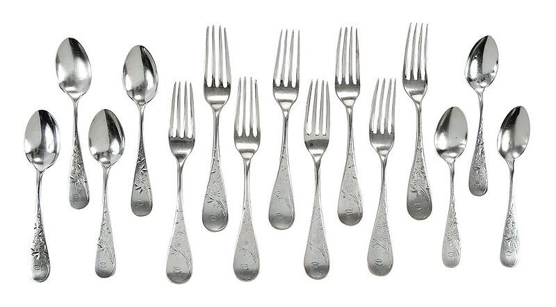 Appraisal: Pieces Gorham Bright Cut Sterling Flatware American late th early