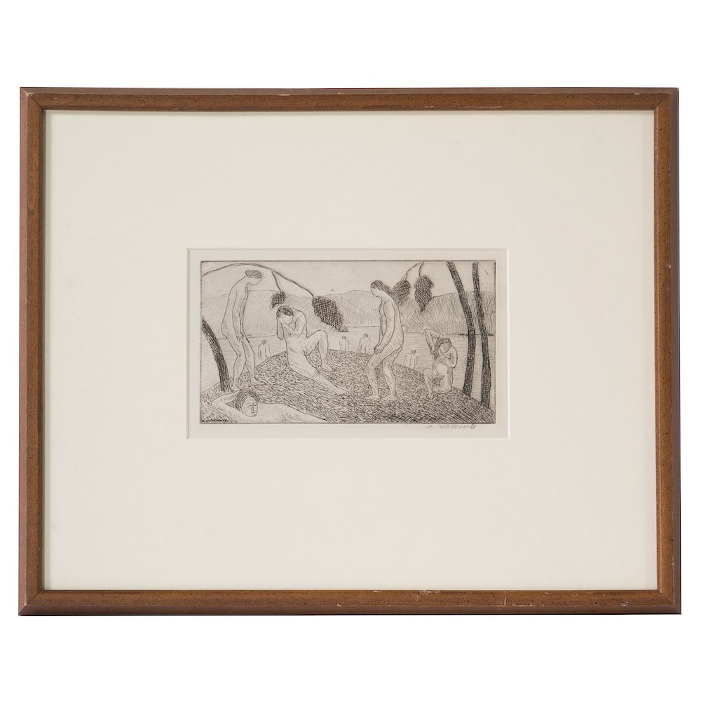 Appraisal: Abraham Walkowitz Bathers etching Russian American - Signed A Walkowitz