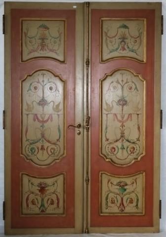 Appraisal: CA PAIR OF HAND PAINTED DOUBLE DOORS WITHCLASSICAL DESIGNS DESIGNED