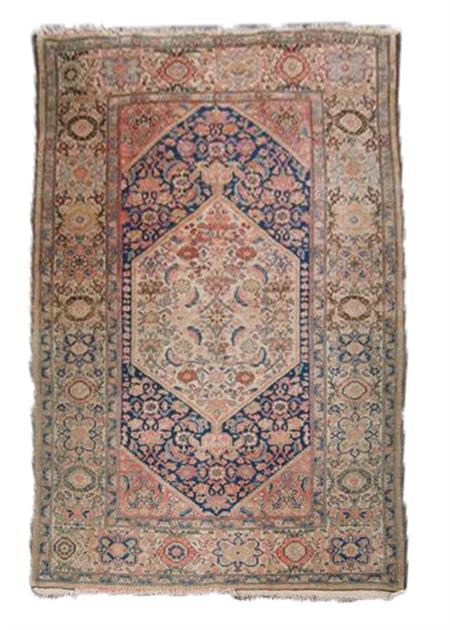 Appraisal: A Melayer rug the double arched indigo field with a