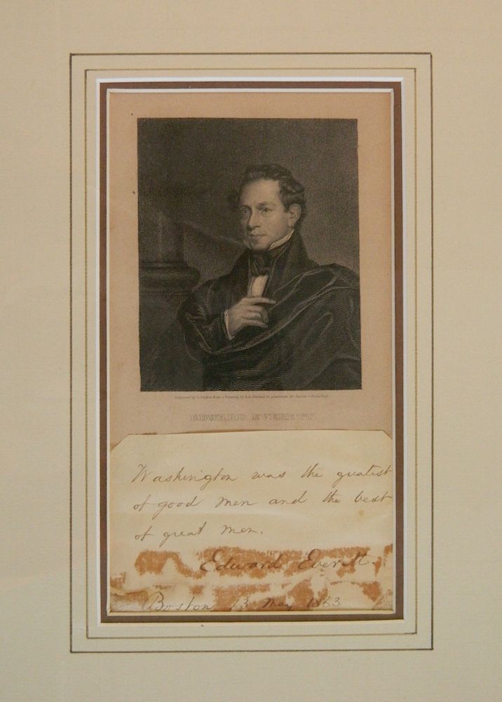 Appraisal: Edward Everett autograph Edward Everett autograph Comprising a period engraving