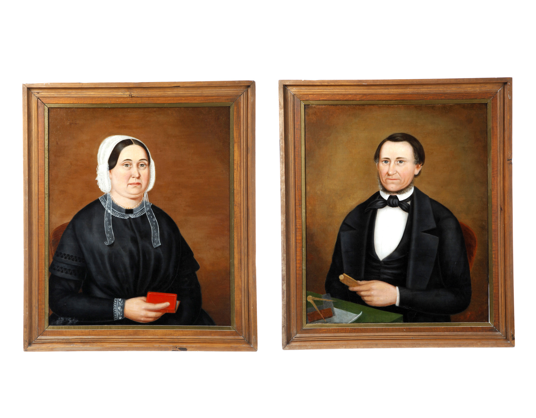 Appraisal: PAIR OF PORTRAITS AMERICAN SCHOOL MID TH CENTURY Oil on