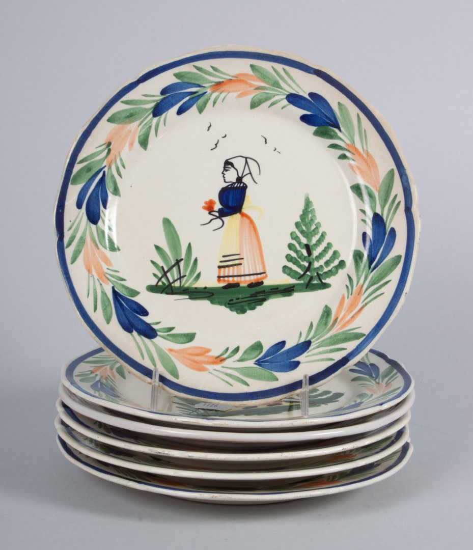 Appraisal: Six Hubaudiere Quimper luncheon plates in Diam