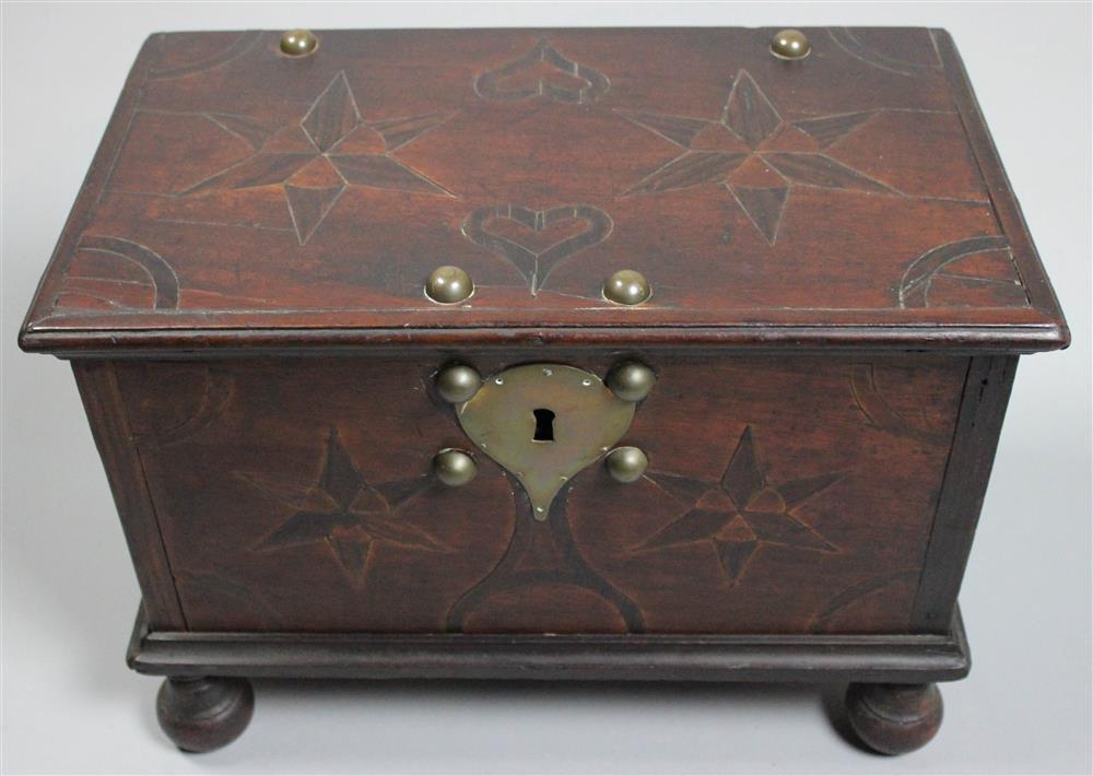 Appraisal: WILLIAM AND MARY STYLE BOX WITH STAR PATTERN KINGWOOD INLAY