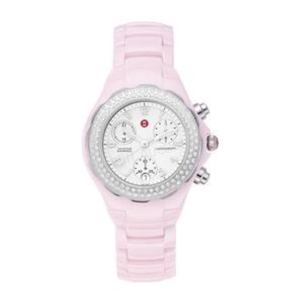 Appraisal: Michele Deco ceramic diamond lady's wristwatch featuring a pink ceramic