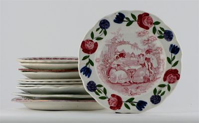 Appraisal: Eleven pearlware children's plates with moulded borders one commemorating the