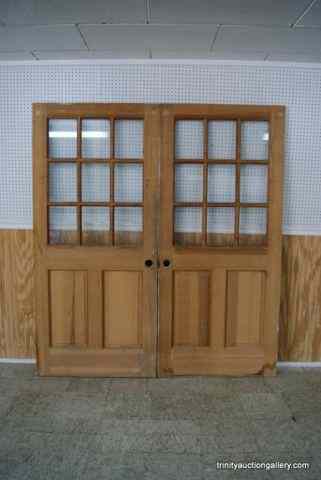 Appraisal: Solid Wood Panel Window French Door Set These are used