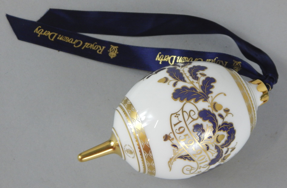 Appraisal: A Royal Crown Derby Christmas bauble made to commemorate the