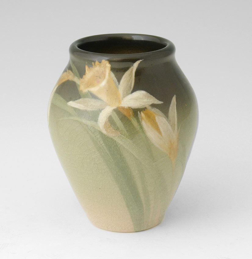 Appraisal: ROOKWOOD DAFFODIL WHITE GLAZE VASE Pattern with hand painted daffodil