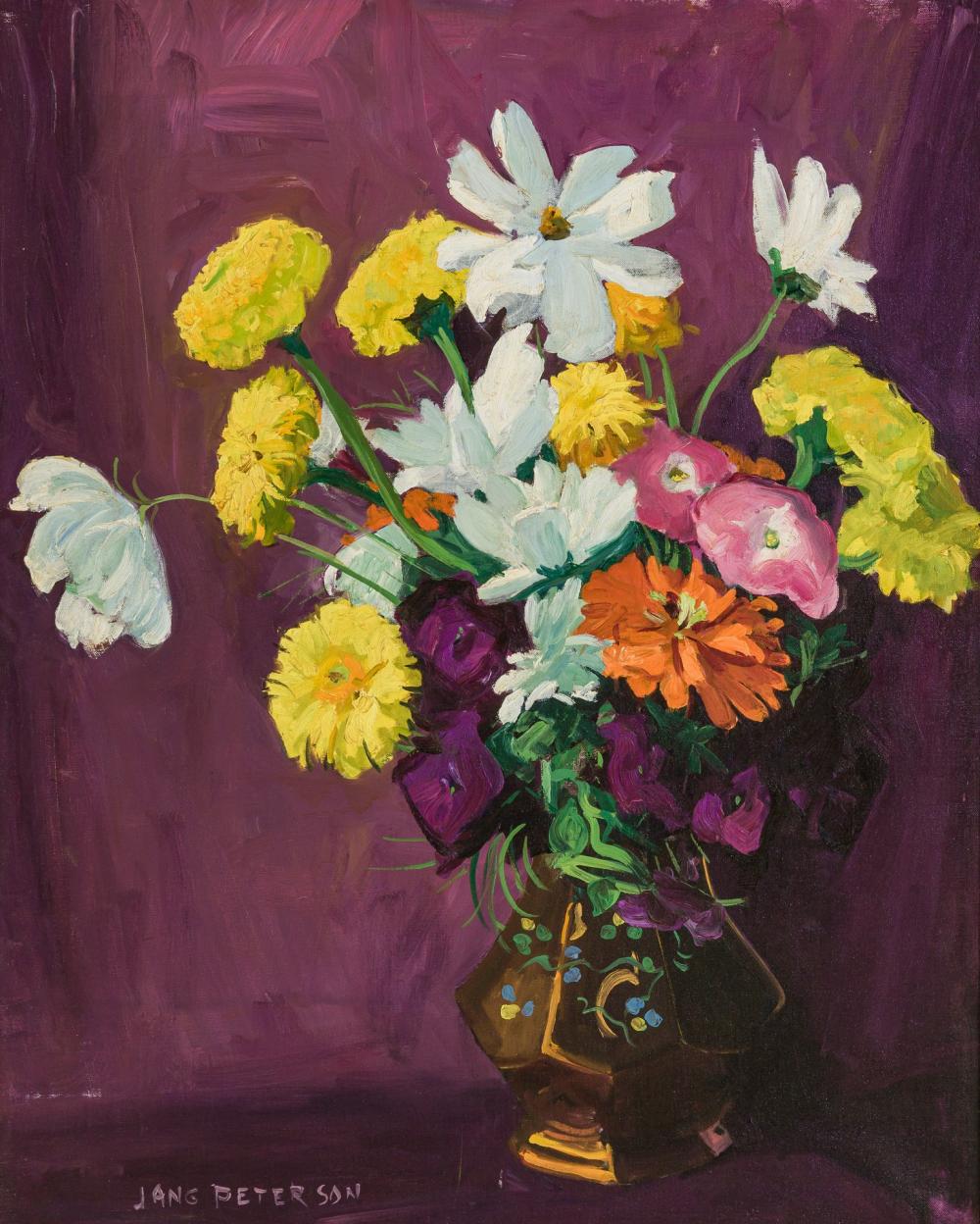 Appraisal: JANE PETERSON American - Bouquet oil on canvas signed lower