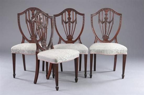 Appraisal: SET FOUR AMERICAN FEDERAL SHIELD-BACK CHAIRS late th early th