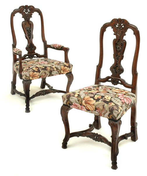 Appraisal: TWO QUEEN ANNE WALNUT CHAIRS In the manner of Daniel