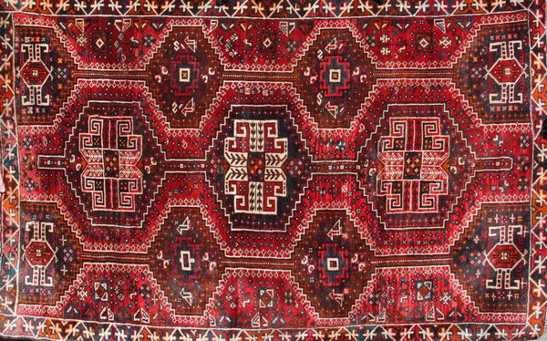 Appraisal: Persian geometric tribal rug ' x ' Good condition EST