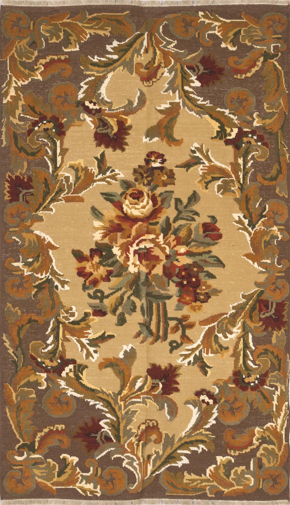 Appraisal: NEW LUXURY UKRAINIAN HAND KNOTTED FLORAL WOOL RUG fringe to