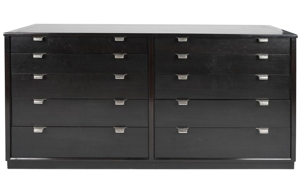 Appraisal: EDWARD WORMLEY-STYLE EBONIZED WOOD DRESSERunsigned with two banks of five