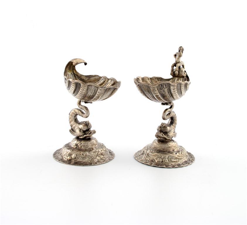 Appraisal: A pair of late- th century continental silver salt cellars