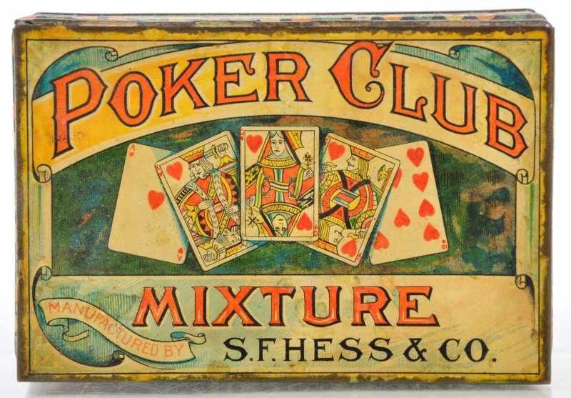 Appraisal: Poker Club Mixture Square Corner Tin Description Scarce tin with