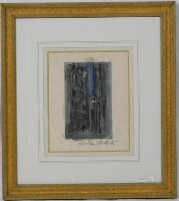 Appraisal: MAURICE VALADON UTRILLO - FRENCH framed and glazed watercolor depicting