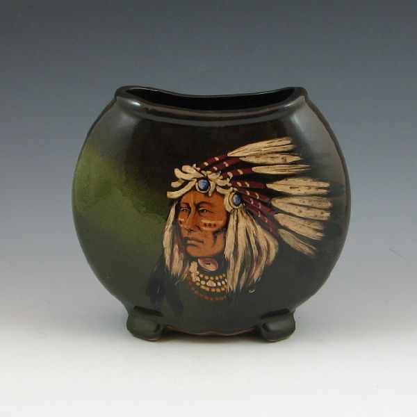 Appraisal: Rick Wisecarver Native American Indian portrait pillow vase Signed R