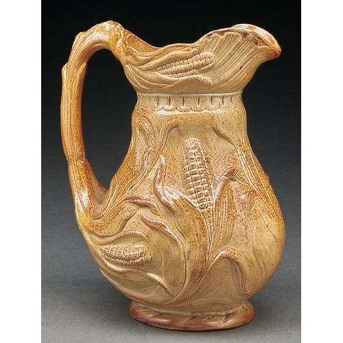 Appraisal: An English press moulded and saltglazed brown stoneware sweetcorn jug