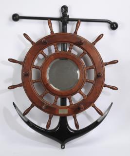 Appraisal: th c Nautical presentation mirror h Nautical presentation wall mirror