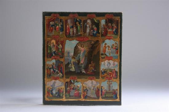 Appraisal: RUSSIAN ICON OF THE RESURRECTION WITH FEASTS late th century