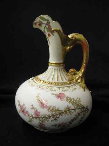 Appraisal: Royal Worcester Porcelain Ewer handpainted floral fancy goldwork '' tall