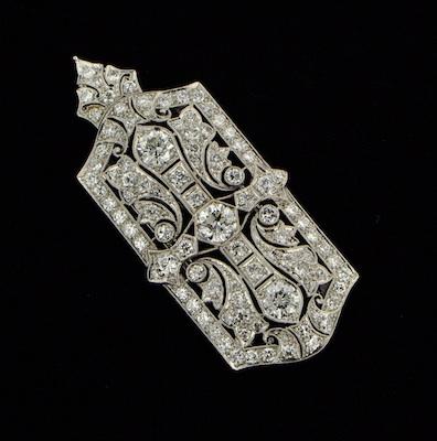 Appraisal: A Platinum and Diamond Art Deco Brooch-Pendant Very finely crafted