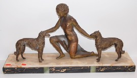 Appraisal: ART DECO CAST METAL FIGURAL GROUP OF A GIRL WITH