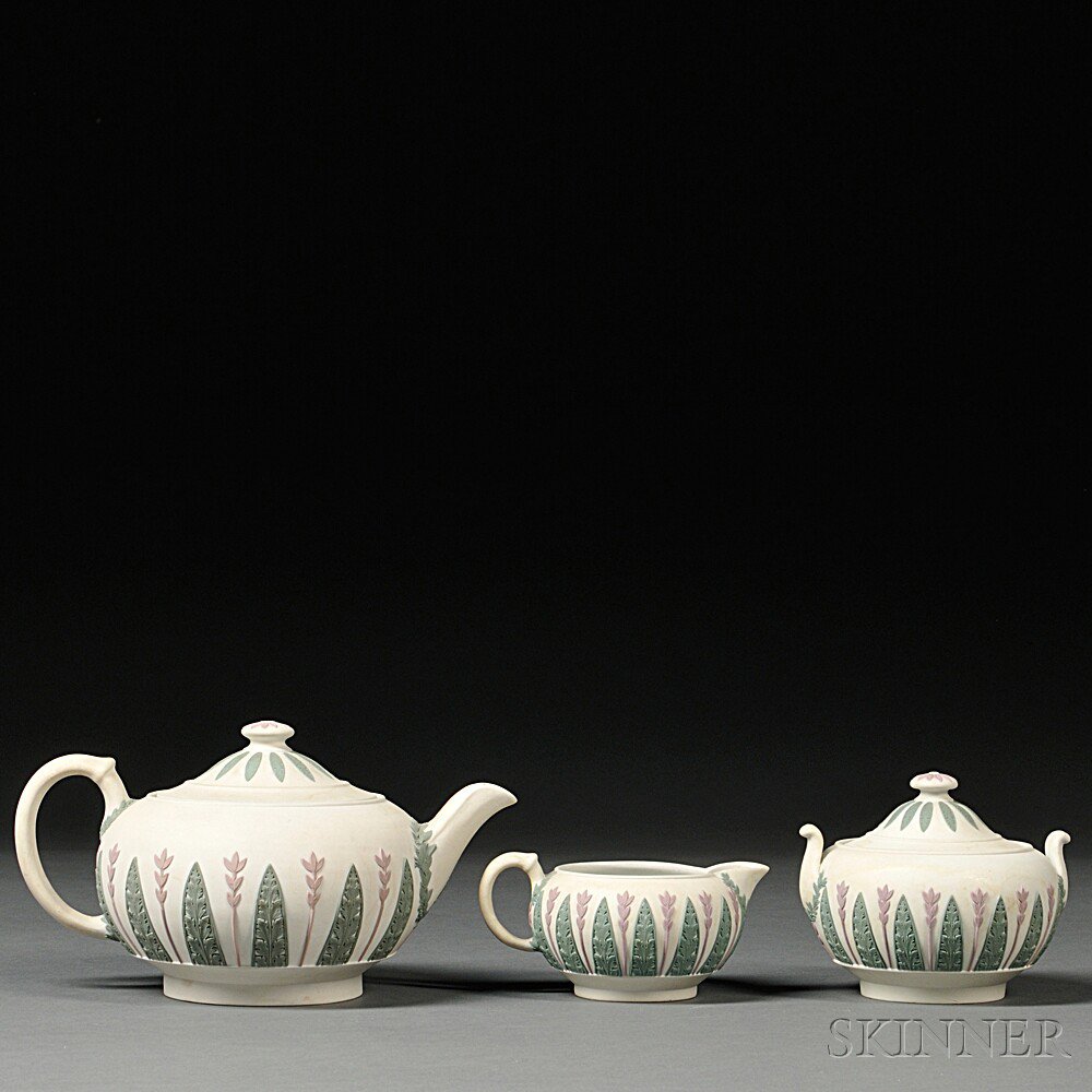 Appraisal: Wedgwood Three-color Jasper Tea Set England c each with white