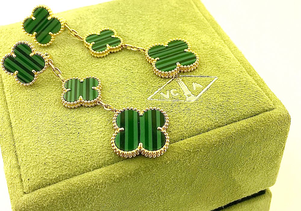 Appraisal: Van Cleef Arpels k Magic Alhambra Malachite Earring Van Cleef