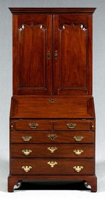 Appraisal: Kittinger desk bookcase Chippendale style mahogany with oak secondary Williamsburg