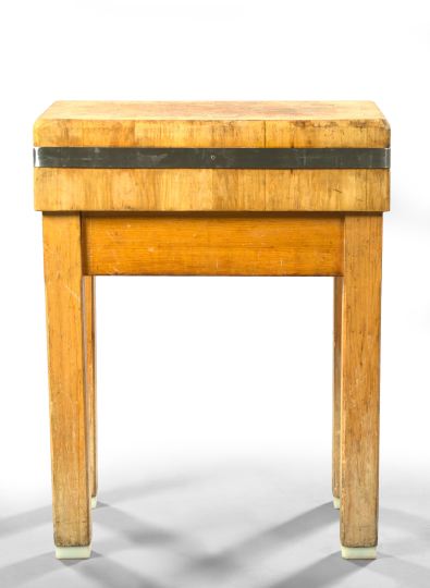 Appraisal: Provincial Fruitwood and Pine Butcher's Block early th century of