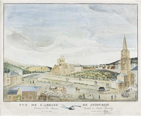 Appraisal: PRISONER OF WAR WATERCOLOUR OF JEDBURGH ABBEY BY M BAZIN